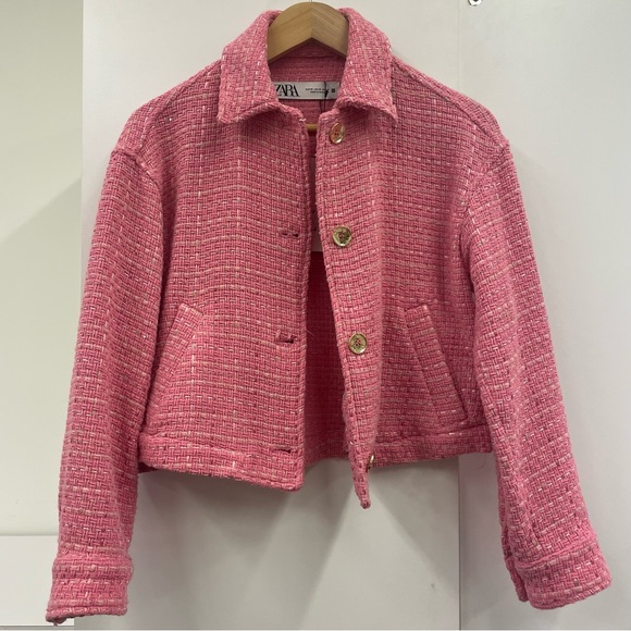 Zara Pink Textured Jacket - Picture 5 of 9